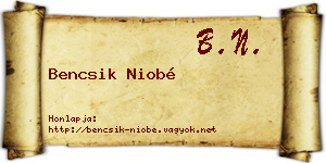 Bencsik Niobé névjegykártya